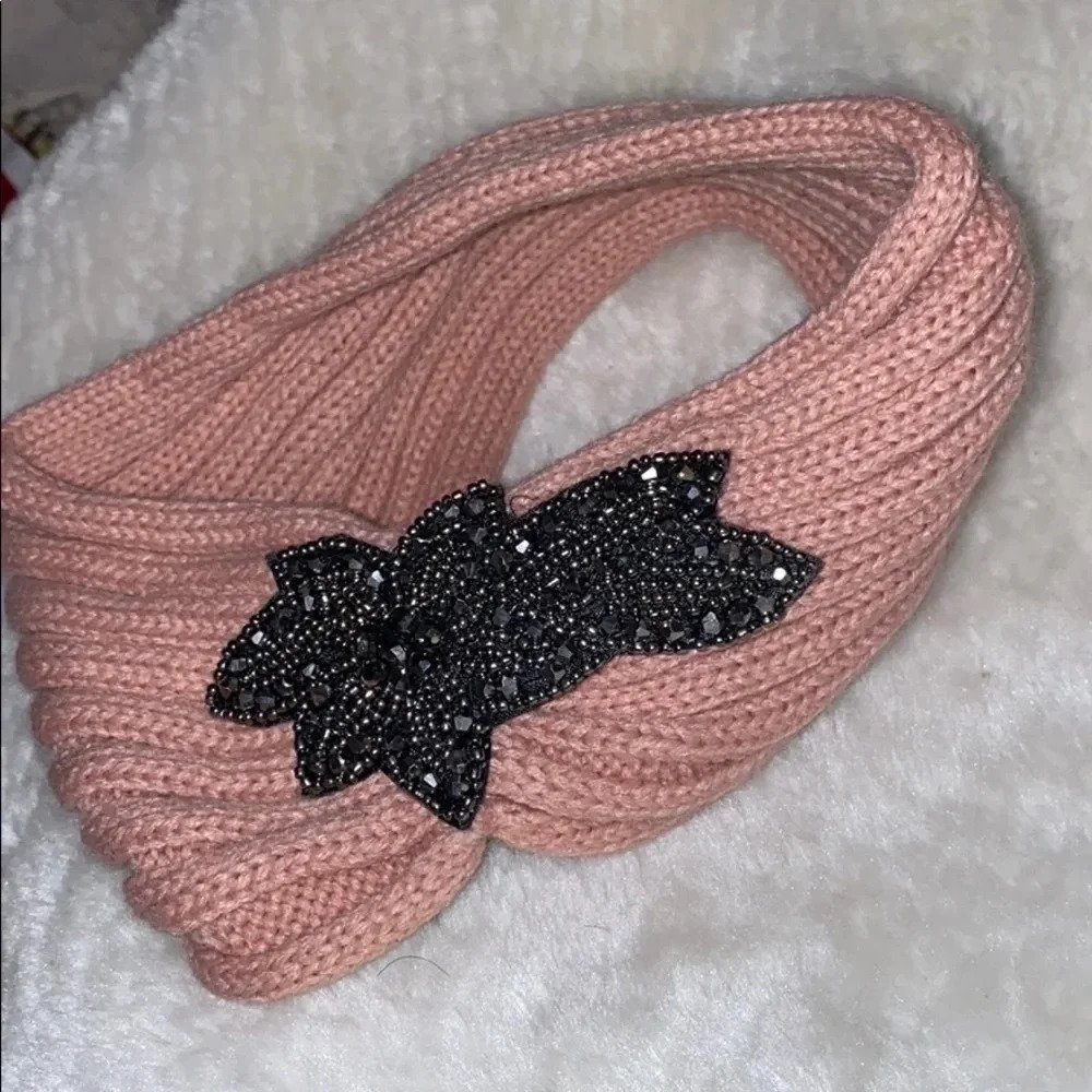 Fashion Nude pink Elegant Rhinestone turban